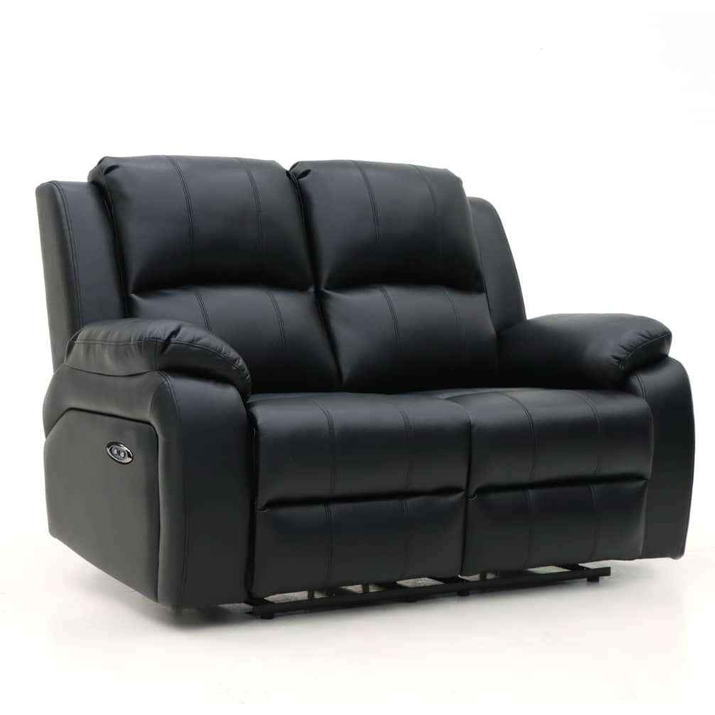 Darwin 2 Seater Manual Recliner Black Leather