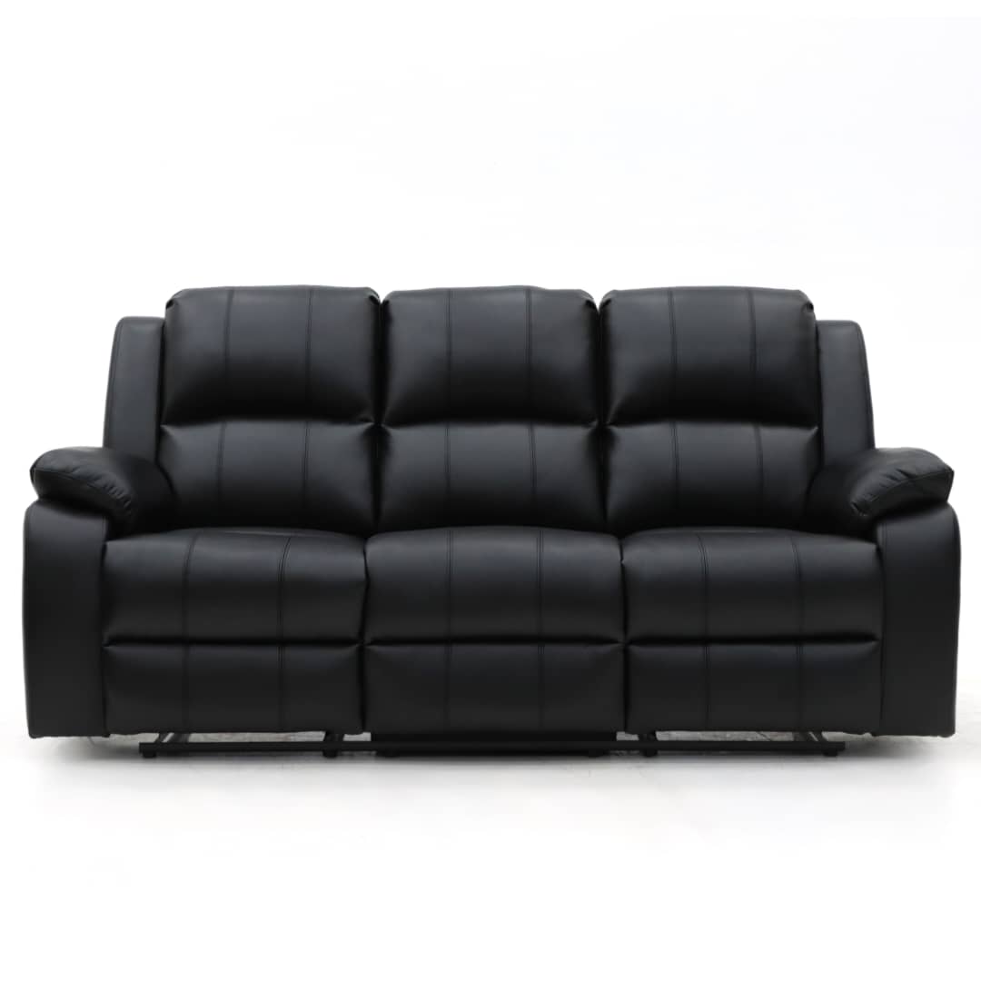 Darwin 3 Seater and 2 Chairs Power Recliner Black Leather