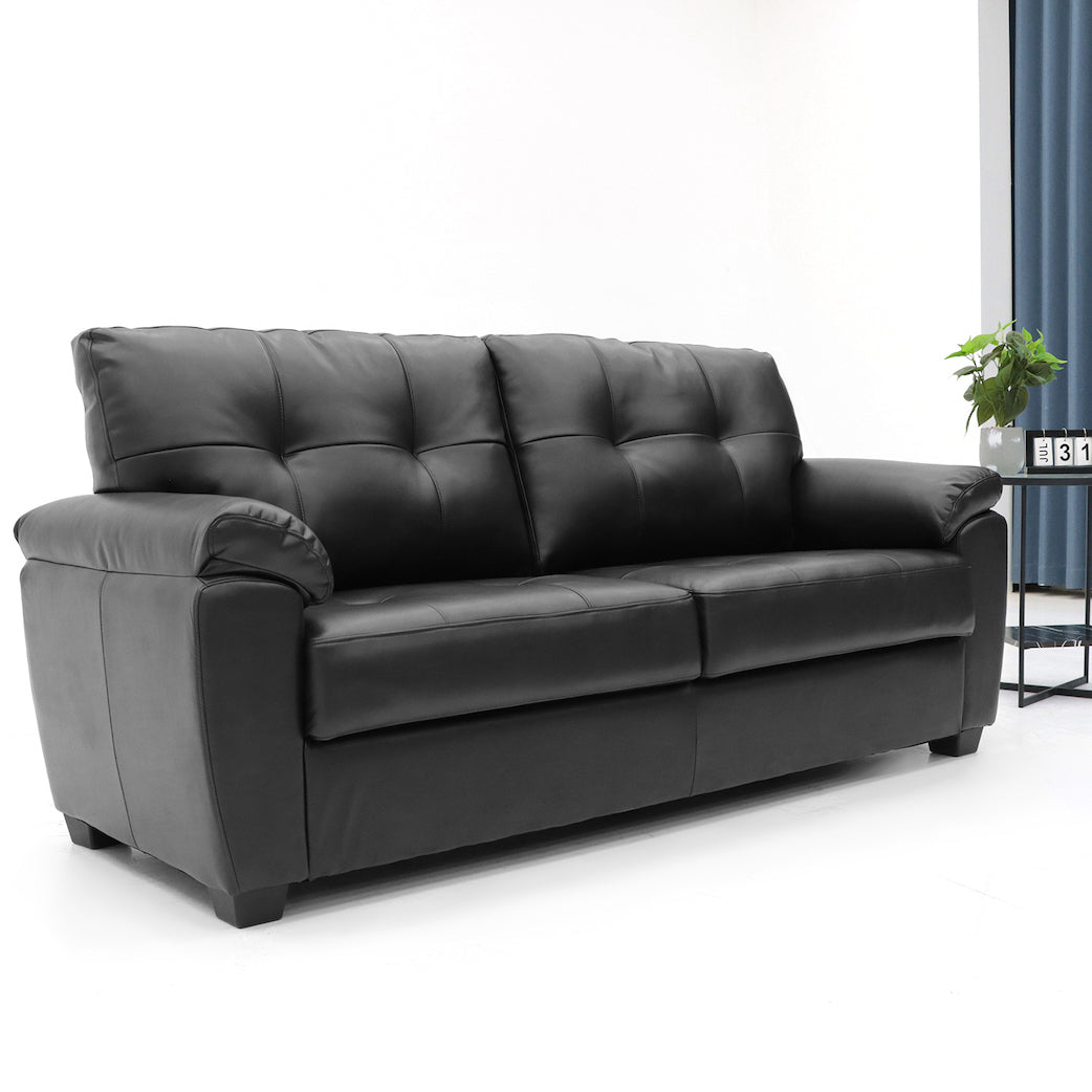 Brisbaine 3 Seater Static Black Leather