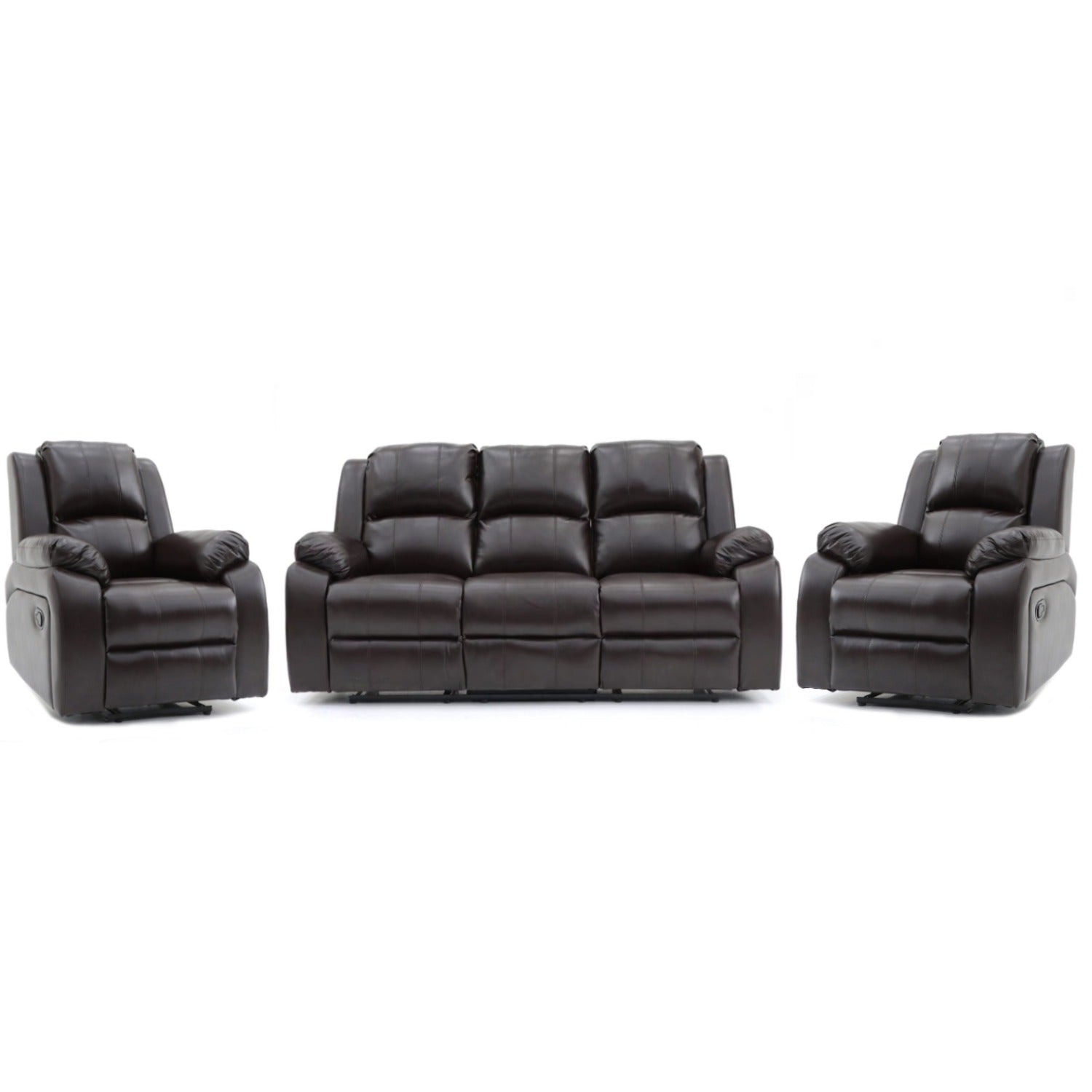 Darwin 3 Seater and 2 Chairs Power Recliner Brown Leather