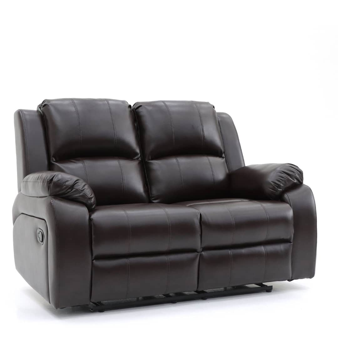 Darwin 2 Seater Manual Recliner Brown Leather