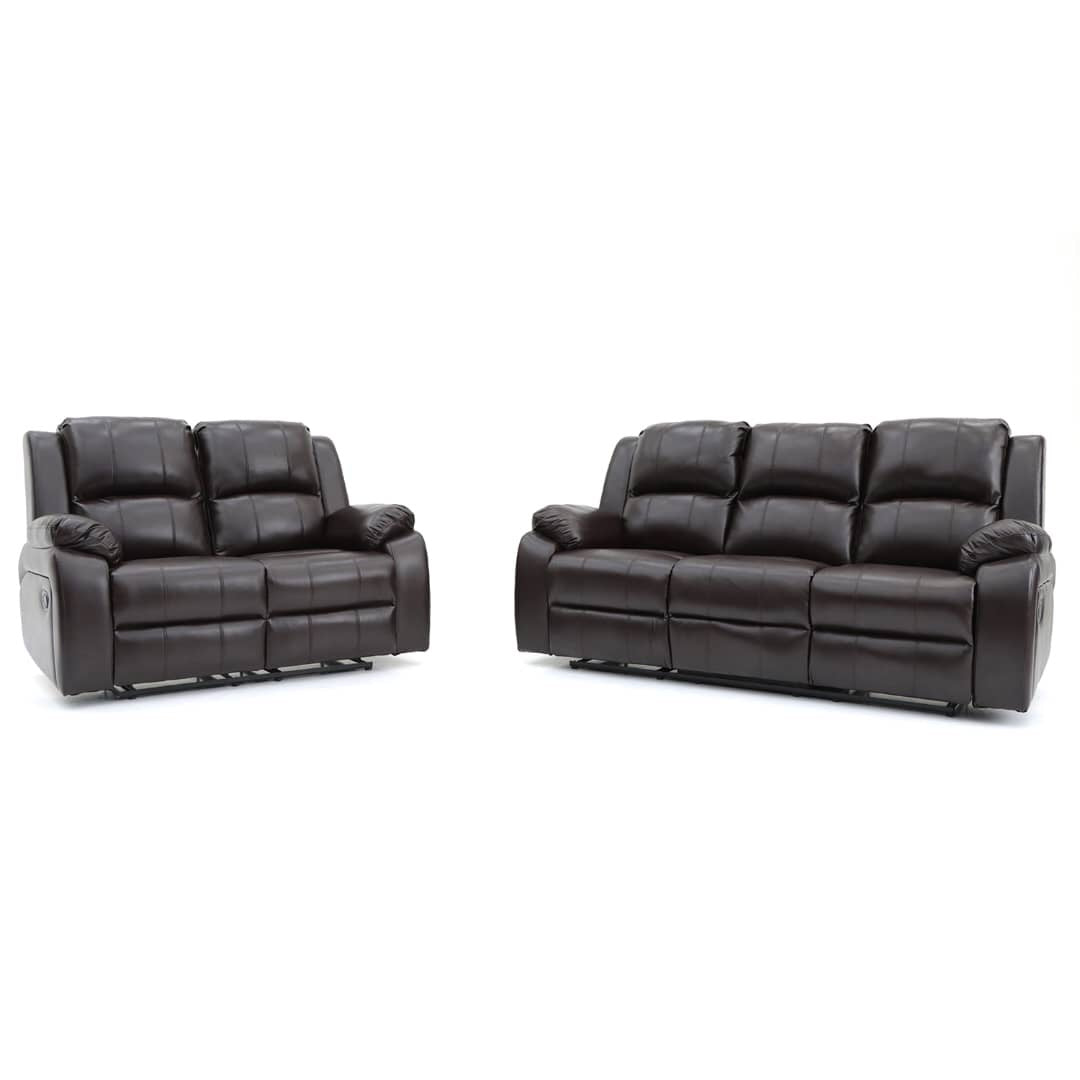 Darwin 3 Seater and 2 Seater Power Recliner Brown Leather