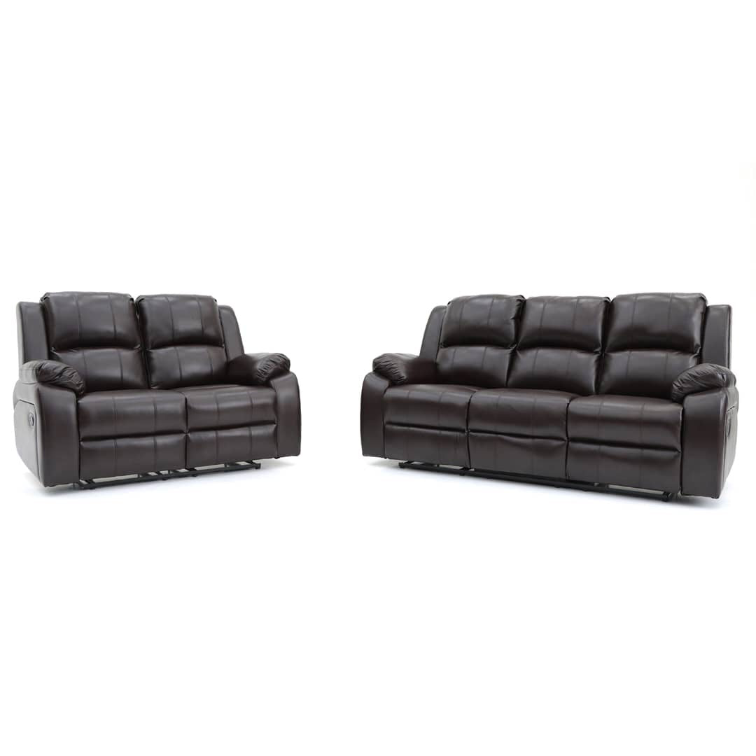 Darwin 3 Seater and 2 Seater Manual Recliner Brown Leather