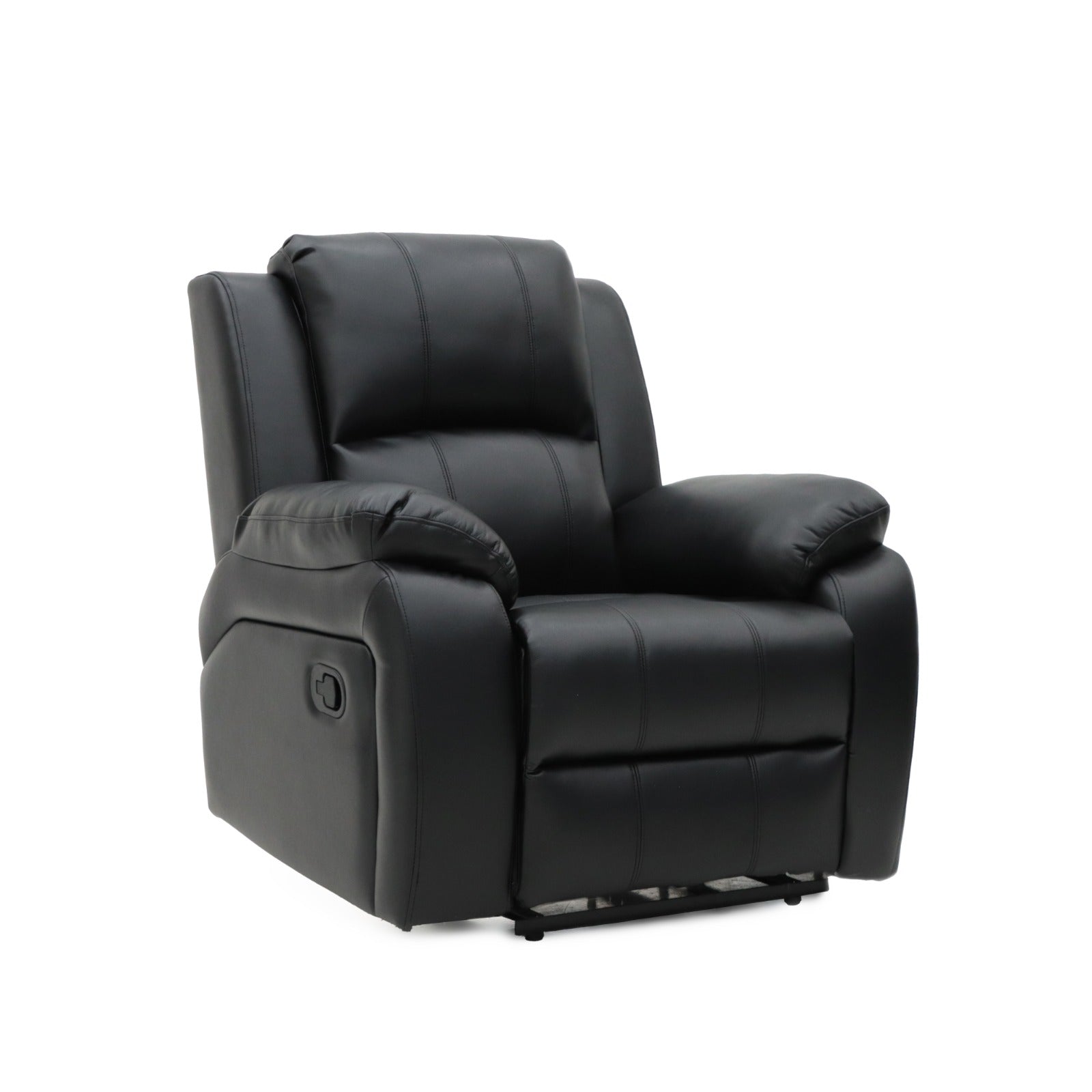 Darwin 3 Seater and 2 Chairs Manual Recliner Black Leather