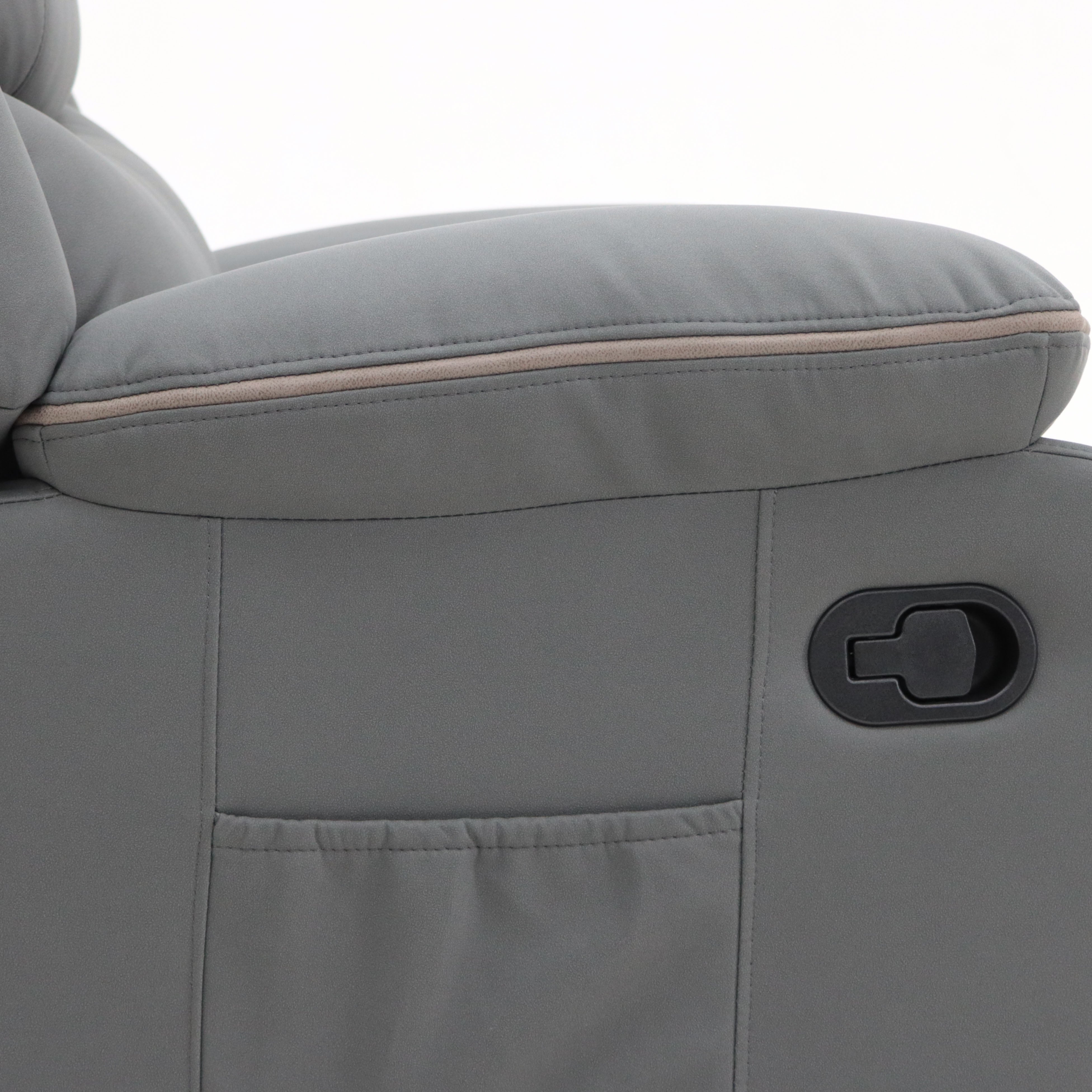 Zoe 3 Seater Manual Recliner Grey Fabric