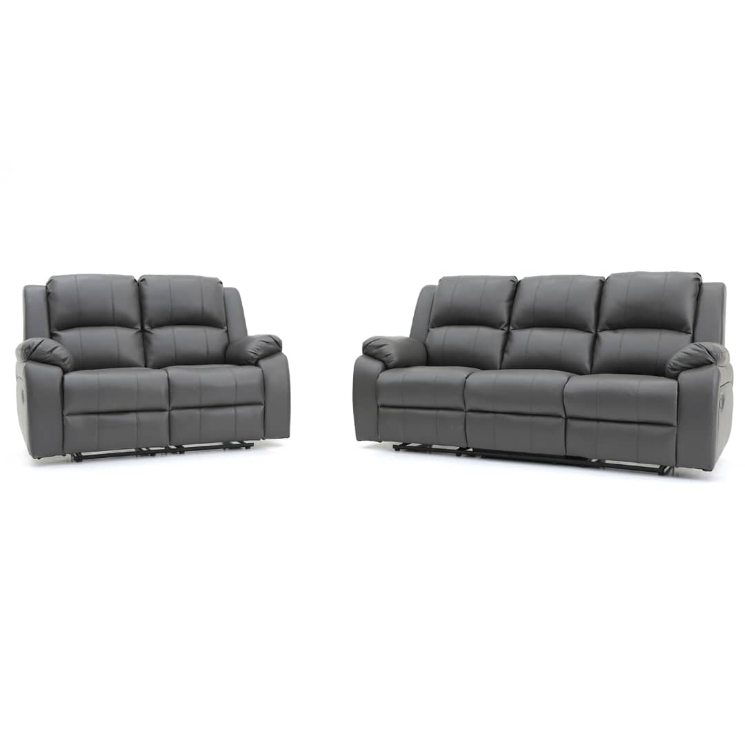 Darwin 3 Seater and 2 Seater Manual Recliner Grey Leather
