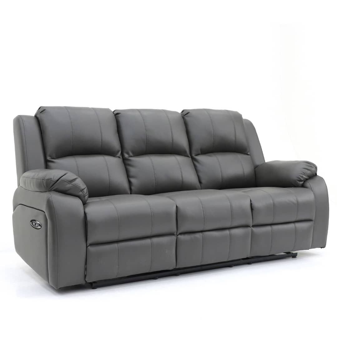 Darwin 3 Seater and 2 Seater Power Recliner Grey Leather